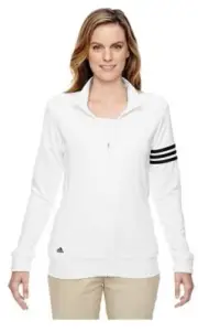 adidas Golf Ladies' climalite 3Stripes FullZip - A191 - White/ Black