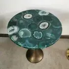 Green Agate Coffee Side Table Top, Agate Geode End Table, Cyber Monday Sale