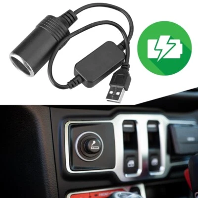 USB 5V to 12V Adapter USB Male to 12V Female Car Cigarettes Socket Cable