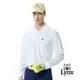 【Lynx Golf】男款吸濕排汗方型排列組合印花羅紋領造型長袖POLO衫/高爾夫球衫-白色