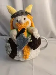 Hand knitted tea cozy. Viking. Raiders RFL mascot. 4cup.