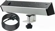 Tsuo Desk Power Board, Aluminium Alloy Surge Protector with 2 USB Charging Ports Max 20W, 4 Sockets Desk Clamp Power Strip, 3M Extension Cord and Switch for Home Office (Black)