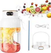 Mesen Portable Blender Smoothie Maker 10 Blades, USB-C Rechargeable Personal Mixer, 1200 ml Juicer Cup for Juice Shakes and Smoothies, for Travel, Office & Sports (White)