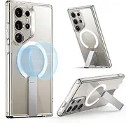 [ESR] for Samsung Galaxy S24 Ultra Case with Kickstand, Compatible with MagSafe, Magnetic Case for Samsung Galaxy S24 Ultra, 3 Stand Modes, Military-Grade Protection, Shockproof Protective Case, Clear