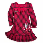 Disney Store Minnie Mouse Girl's Nightgown Nightshirt Plaid Christmas Holiday PJ