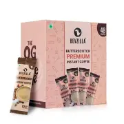 Bevzilla Instant Coffee Powder - 48 Sachets (Butterscotch)| Hot & Cold Coffee|