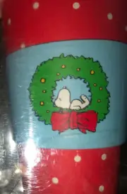 Peanuts~”SNOOPY On WREATH”~16 oz Travel Cups/Lids & Sleeves~NEW~12 Ct~FAST SHIP.
