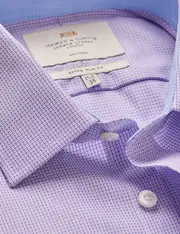 Hawes & Curtis Non-Iron Lilac & White Fabric Interest Extra Slim Shirt | Contrast Detail Size: 16" collar, 36" sleeve