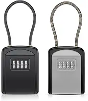 Key Lock Box, Safe Lock Box for Keys with Removable Shackle, 4-Digit Combination Lock Box Waterproof, 5 Key Capacity Security Key Storage for Home, Warehouse, Indoor & Outdoor (Gray&Black)
