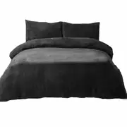 Black Teddy Bear Fleece Soft Warm Quilt Doona Cover Set Single KS Double Queen King SK