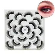 10 Pairs 3D False Eyelashes Reusable Wispy Cat Eye Natural Look Lashes-102