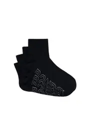 [Bonds] Bonds Mens Logo Lightweight Quarter Crew 4 Pack Socks in Black Size: 11+, Cotton 11+ Black