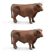 2PK Bruder ABS Bull Standing 18.5cm Farm Animal Action Figure Kids Toy Brown 3y+