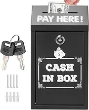 Ballot Box,Safe Cash Collection Donation Box with Lock | Metal Charity Mailbox with Key Slot Wall Mounted Storage Organizers for Indoor Outdoor Office