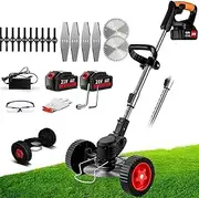 Forubar Weed Wacker Cordless String Trimmer Electric, Edger Lawn Grass Trimmer Handheld Weed Eater Brush Cutter 2 Battery Powered, Portable Grass Edger Trencher for Patio Garden Yard