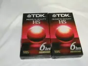 TDK Premium Quality HS 6 Hours T-120 Blank VHS VCR Tape (two)