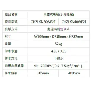 【Panasonic 國際牌】30cm/40cm陶瓷單體式馬桶 水電隱藏(搭緩降便座馬桶蓋 無安裝)