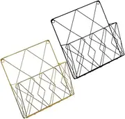 BCOATH 2pcs Wall Magazine Rack Paper Organizer Wall Mount Iron File Organizer Multi-layer File Container Mesh Design File Holder Hanging File Organizer for Wall Hanging Mail Organizer