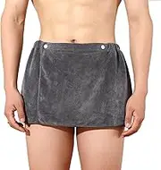 1 x Men's Bath Towel, Beach wrap Skirt for Men, Sauna Towel, Elastic Design with Button, Suitable for Various Occasions Such as Sauna, Bathroom and Beach Gray