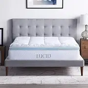 LUCID 4 Inch Down Alternative and Gel Memory Foam Mattress Topper - Three Toppers in One - King, White
