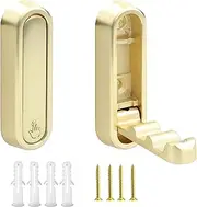 2Pcs Folding Coat Hooks for Hanging, Collapsible Towel Hooks for Bathrooms, Zinc Alloy Folding Heavy Duty Wall Hook with Screws for Clothes, Hat, Bags (Gold)