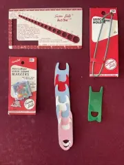 vintage Susan Bates Knitting Ring Markers New & Stitch Holder, Yarn Bobbins