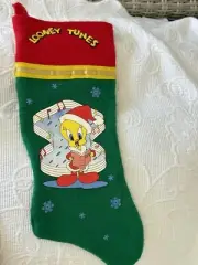 Vintage Looney Tunes Tweety Bird Christmas Stocking Caroling 16” Felt 1995 BN2