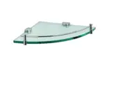 Con-serv Bathroom Corner Glass Shelf with Barrier 260mm
