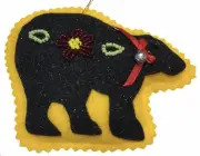 Alaska felt Handmade silhouette Beaded Bear Ornament 4"- yellow