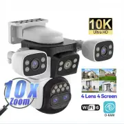 10K UHD WiFi6 20MP Security Camera 10X Zoom Four Screens PTZ Auto-Tracking
