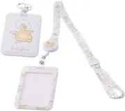 GetCoupon Two Cute Ducks with Retractable and Easy to Pull Buckle Hanging Rope Bus Card Holder, Meal Card Holder