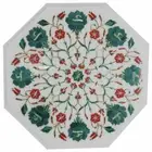 2'x2' Marble Console Table Top Side Table Malachite Inlay Floral Hallway Decor