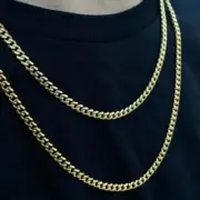 HIP HOP GOLD PLATED BRASS 4mm 20" 24" MIAMI CUBAN CHAIN FASHION NECKLACE