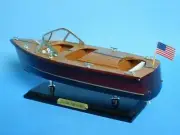 Wooden Chris Craft Triple Cockpit Model Speedboat 14"