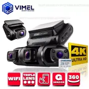 WIFI Triple Dash Camera 256GB Vehicle Security 360 View with Rear Camera 4K UHD