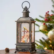 Christmas Snow Globe Lighted Manger Nativity Scene, Musical Water Lantern in ...