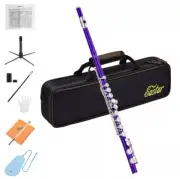 Eastar EFL-1 Flute Closed Hole 16 C Keys Purple With Hard Case Stand Care Kit