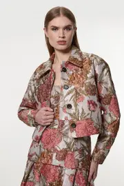 Floral Jacquard Tailored Jacket
