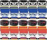 POKONBOY Party Supplies Compatible with Nerf Guns, 10 Sets Kids Blaster Guns Birthday Party Favors Accessories with Face Mask, Refill Darts, Tactical Glasses and Wrist Bands for Two Teams