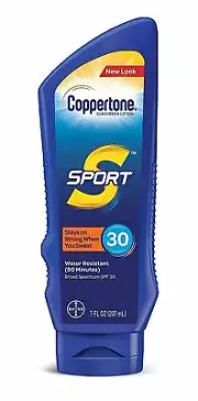 Coppertone Sport SPF 30 Sunscreen Lotion Broad Spectrum Water Resistant 7 Ounce