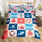 Cover Set Twin Size,Fish Starfish Sealife Bedding Set Kids Boys Teens Room