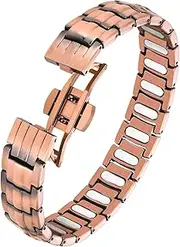 Jecanori 5X Strength Magnetic Copper Bracelet for Men —Updated 5,000 Gauss Ellipse Magnets — Premium Butterfly Clasp & Adjustable Length