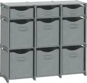 9 Cube Closet Organizers, Includes All Storage 9 with Handles, Grey