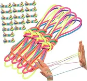 Milisten 20Pcs Rainbow Color Finger String for Fun Hand Game for Parent Interaction Soft and Stretchy Cat Cradle Game