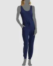 $230 Commando Women's Blue Butter Tank Lounge Jumpsuit Size Medium