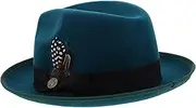[BESTYASH] Classic Western Style Wool Felt Fedora Hat Wide Brim Men's and Women's Dress up Hat Wedding Suitable Green