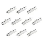 160Pcs Ribbon Crimp Clamp Ends 25mm Cord End Clasp for DIY Craft Silver Tone