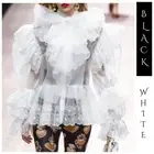 The Ellery Runway Black Sheer Blouse Top H6