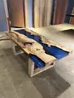Blue Epoxy Table, Resin Table, River Table, Dining Table, Coffee Table Top Decor