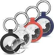 Apple AirTag Holder, 4 Pack Aitag Case Super Slim & Hold Air Tag Securely, Waterproof TPU Cover Protective Case with Keychain Key Ring Clip for Keys, Bags, Kids, Pet(4 Colors)
